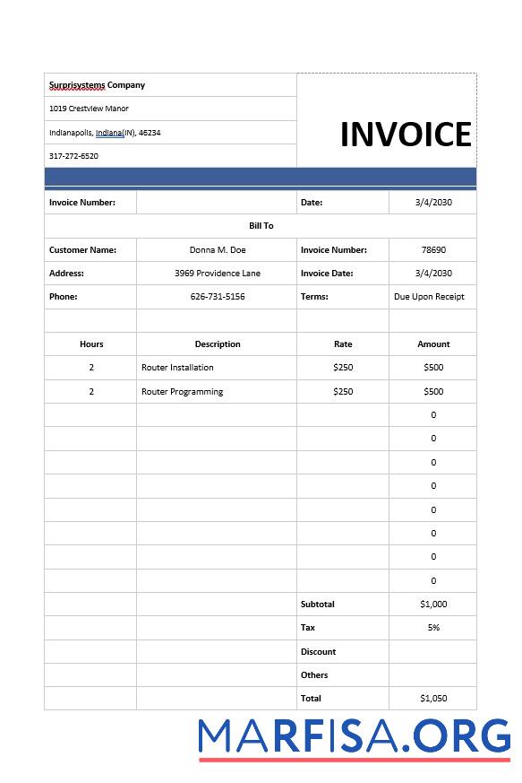 Printable Computer Services Invoice Template